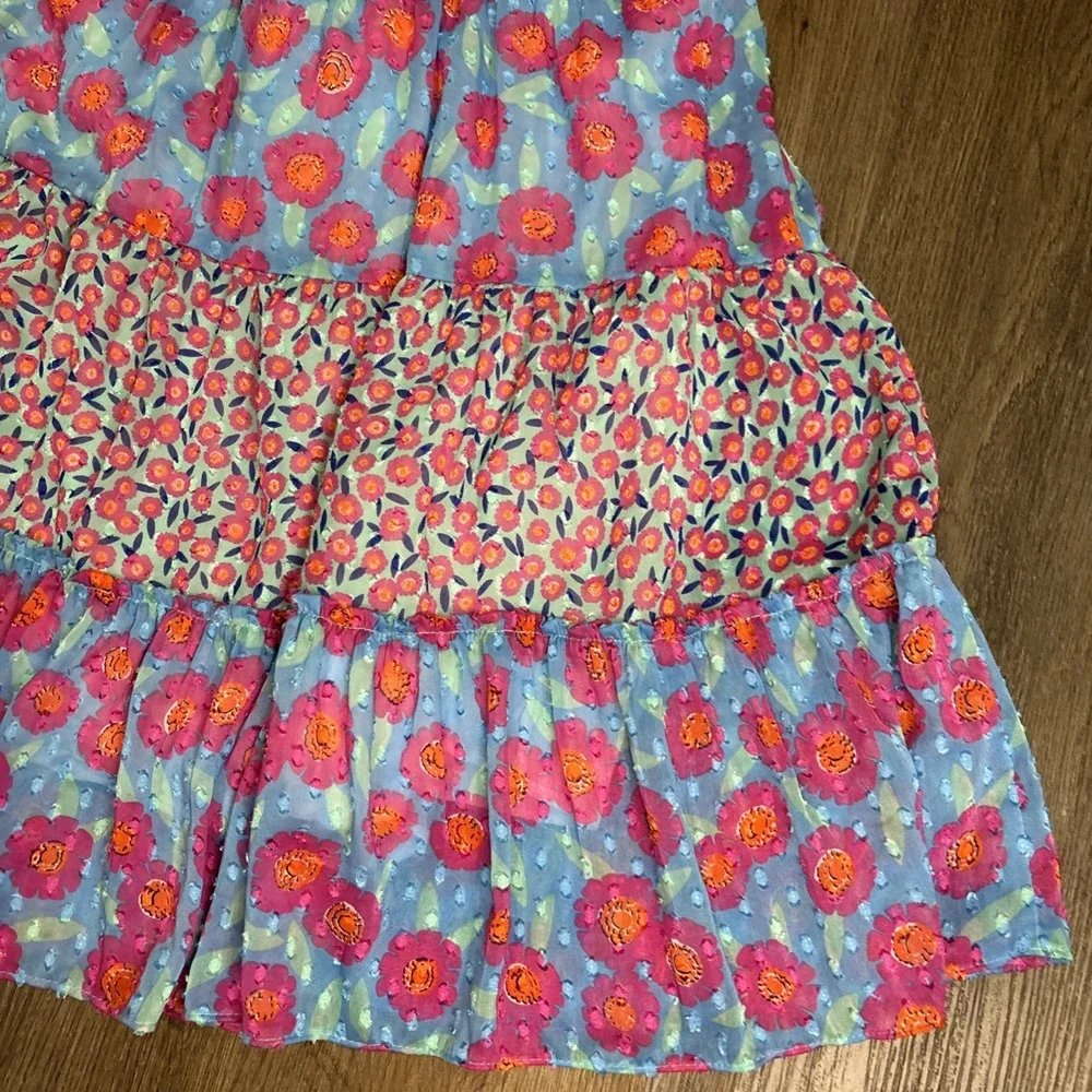 Kate Spade Dress Girl's Size 10 Floral Chiffon Trapeze Tiered Fully Lined Easter